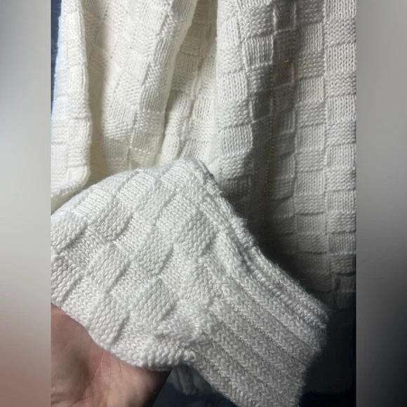 Vintage Gap 90s White Textured Knit Sweater Small Cozy Minimalist - Picture 10 of 15
